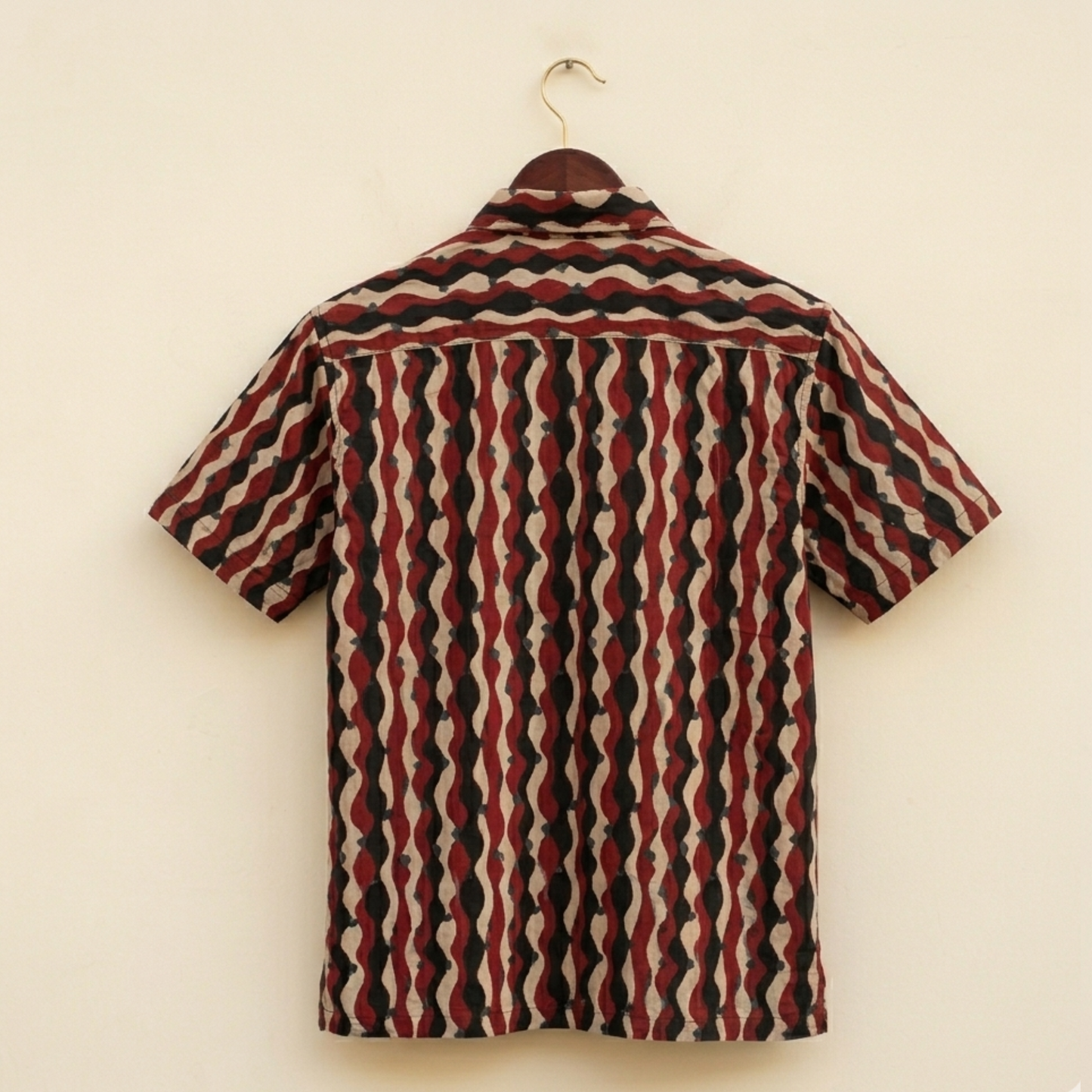 AJRAKH MAROON WAVES SHIRT