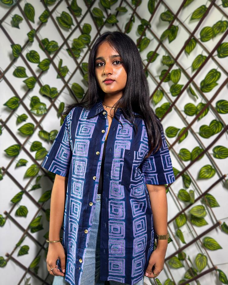 SHIBORI LAVENDER SQUARE SHIRT