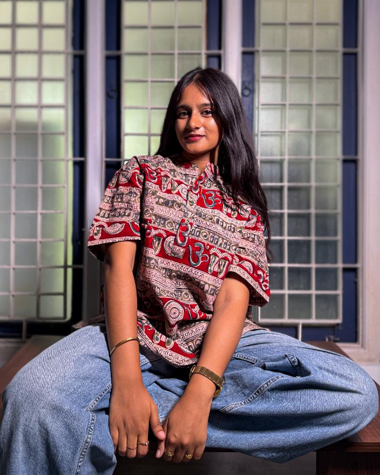 MAROON KALAMKARI MANTRA SHORT KURTA