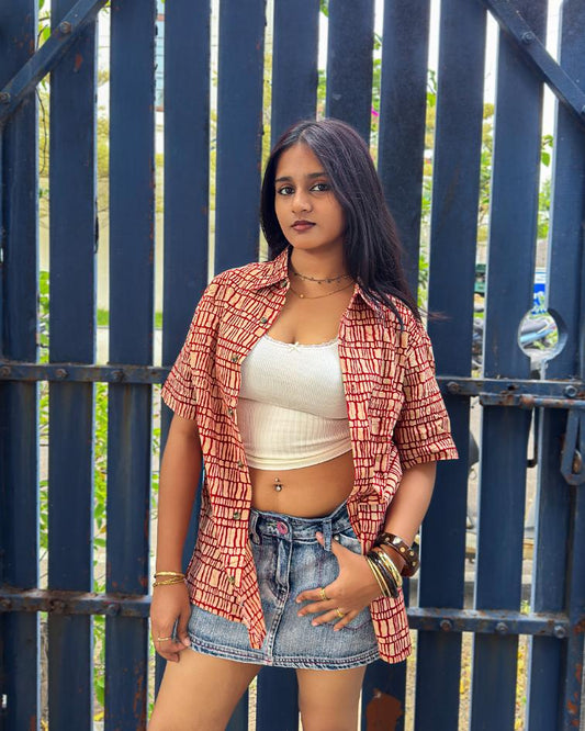 AJRAKH RED BRICK SHIRT