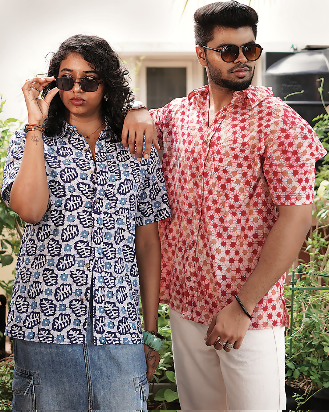 BATIK INDIGO OCTAGON FLOWER SHIRT