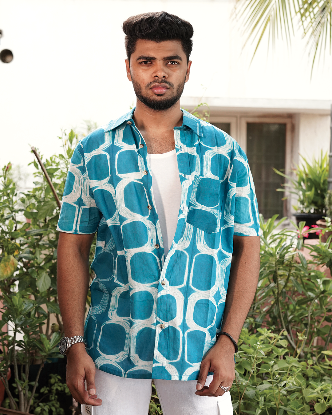 AJRAKH HENNA FLORAL SHIRT