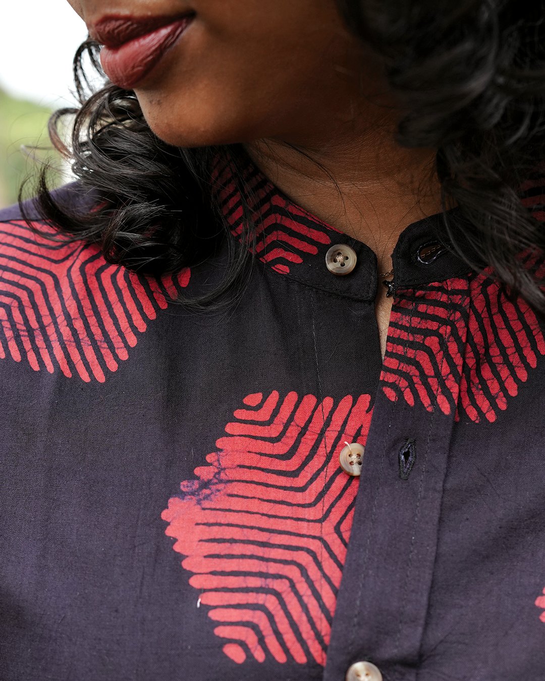 BATIK RED HEXAGON SHIRT