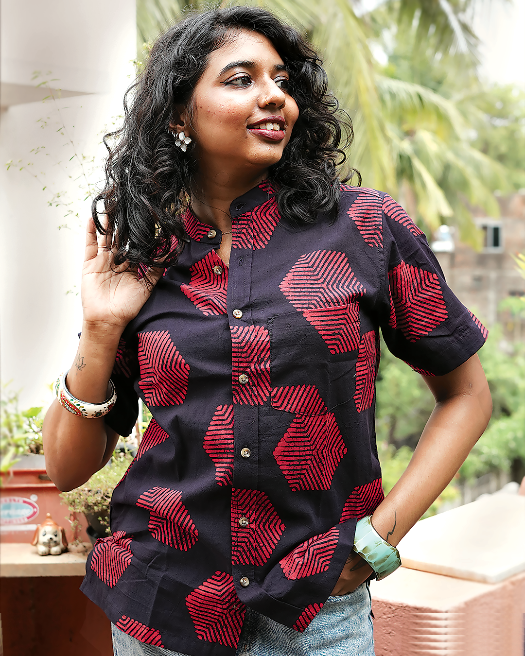 AJRAKH HENNA FLORAL SHIRT