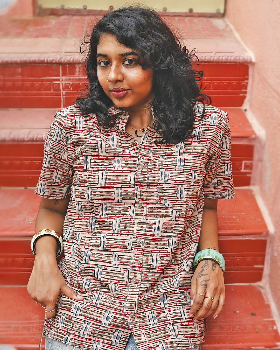 AJRAKH HENNA FLORAL SHIRT