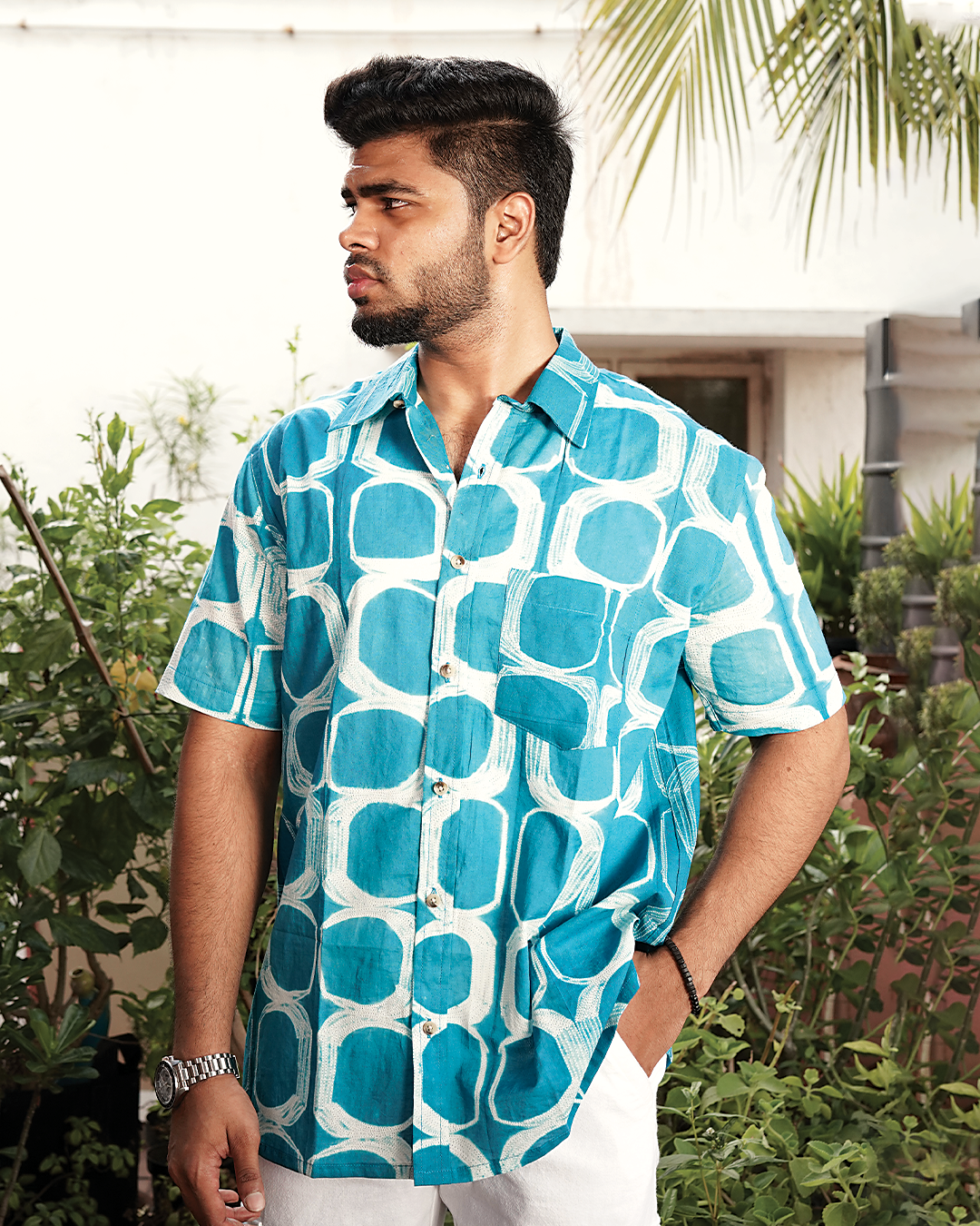 SHIBORI TEAL PEBBLE SHIRT