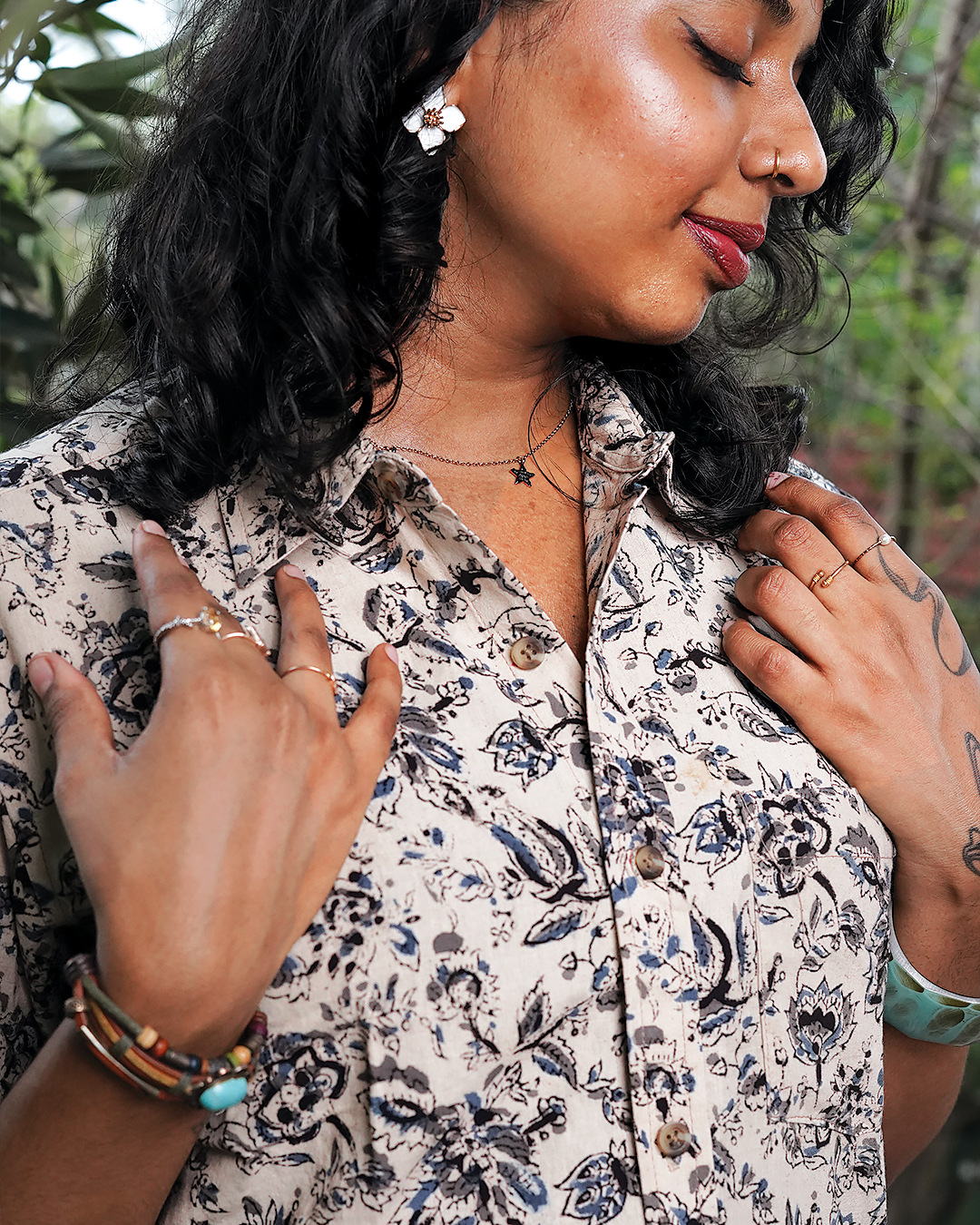 AJRAKH HENNA FLORAL SHIRT