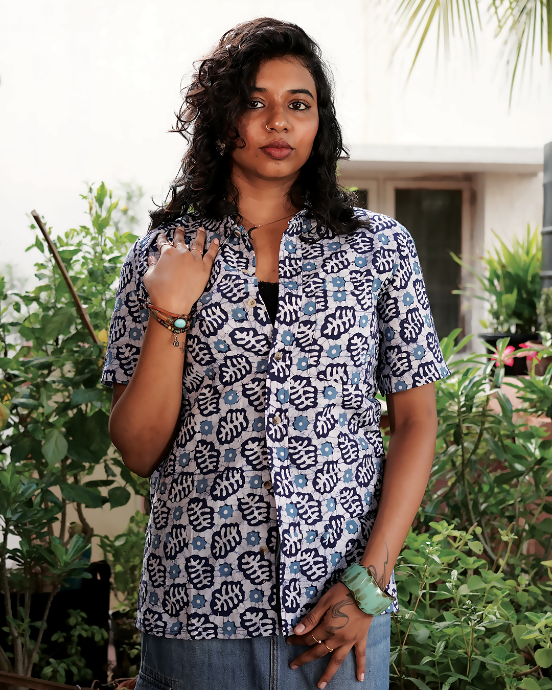 AJRAKH HENNA FLORAL SHIRT