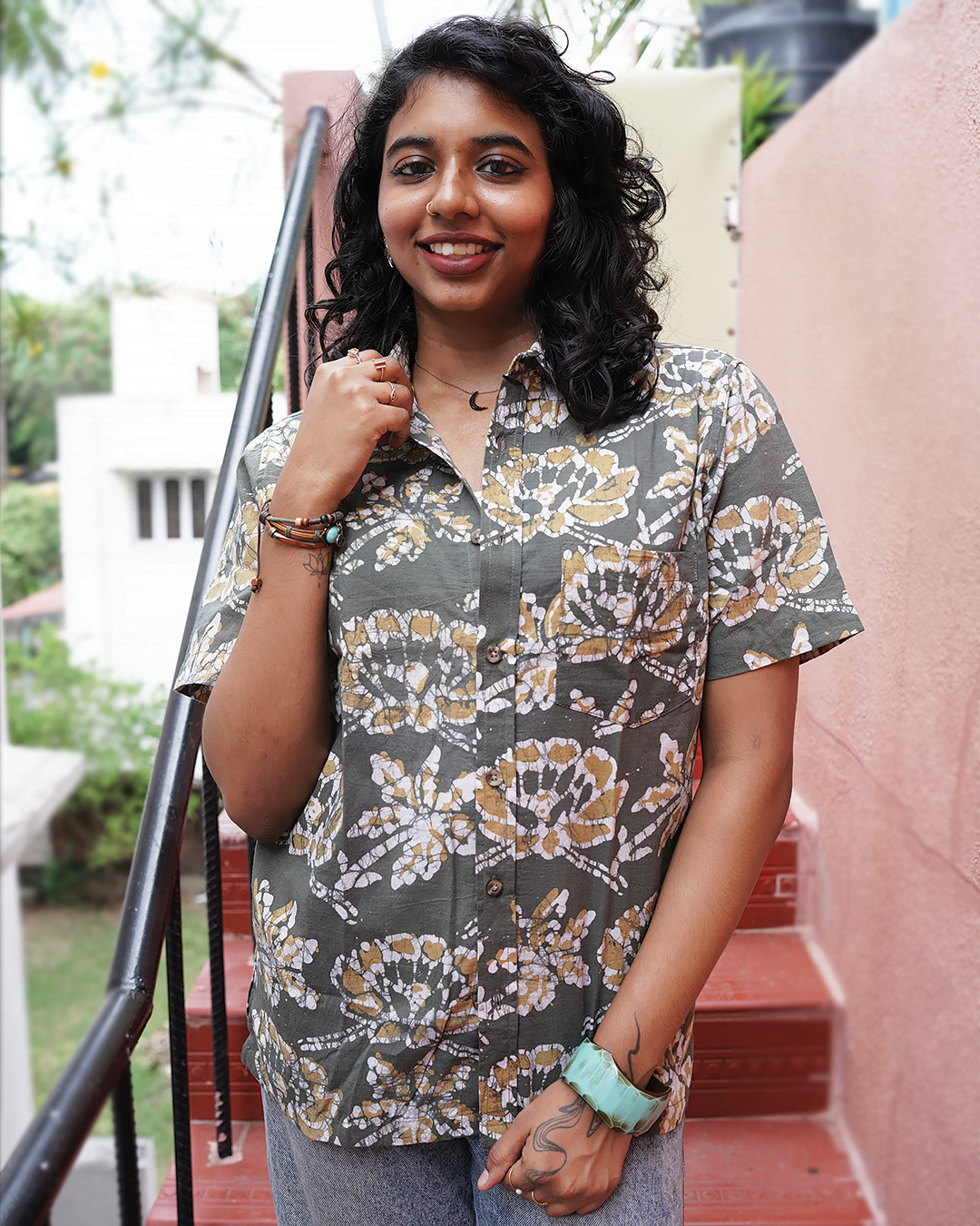 AJRAKH HENNA FLORAL SHIRT