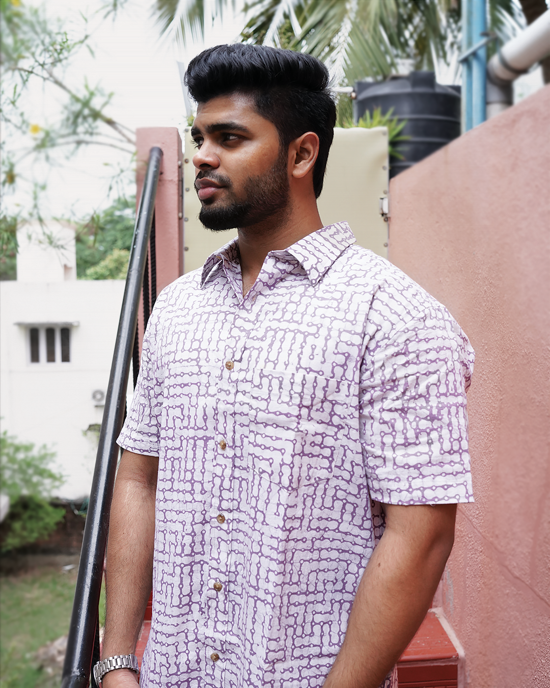AJRAKH HENNA FLORAL SHIRT