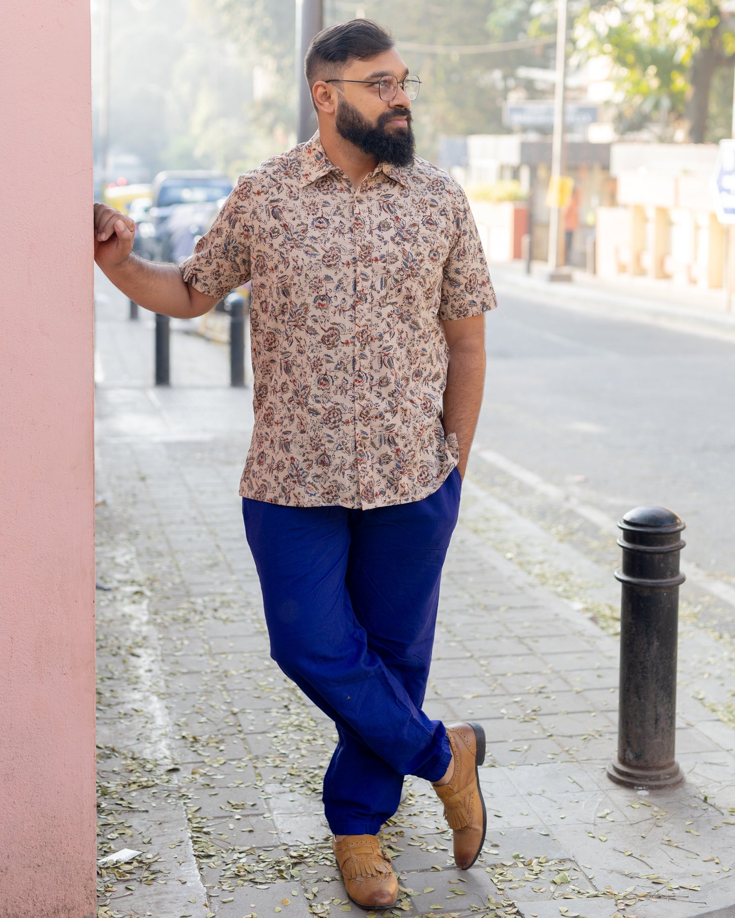 KALAMKARI OLIVE GREEN FLORAL SHIRT