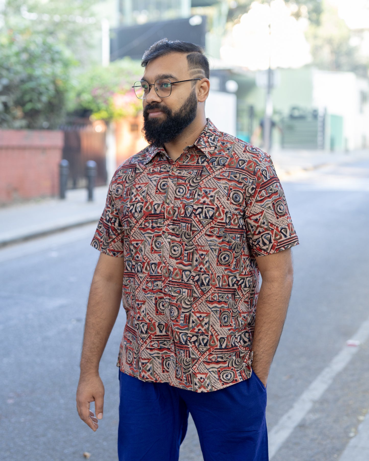 KALAMKARI RED GEOMETRIC SHIRT