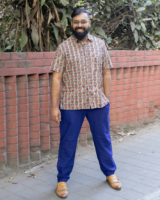 KALAMKARI BEIGN FLORAL SHIRT
