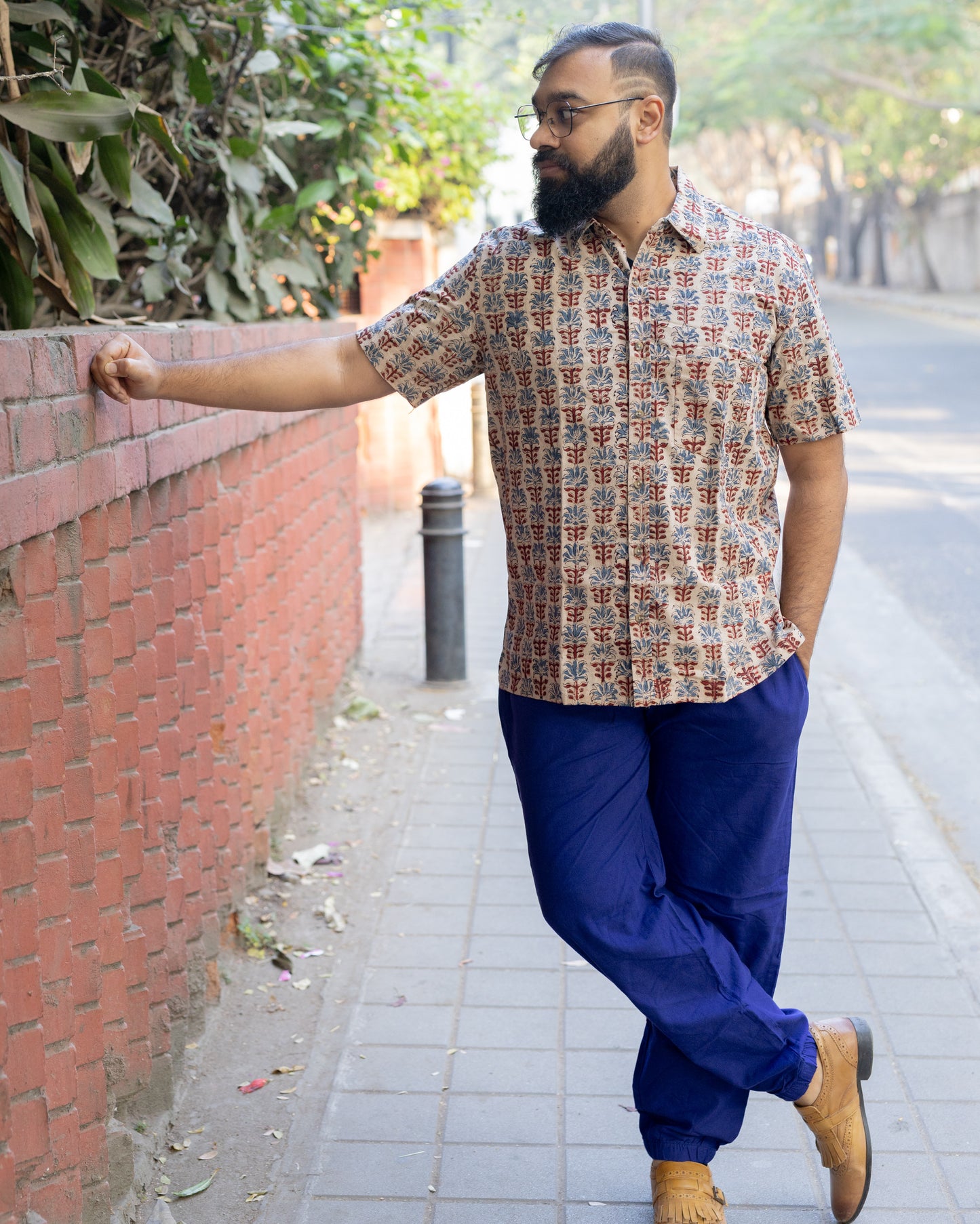 KALAMKARI BEIGN FLORAL SHIRT
