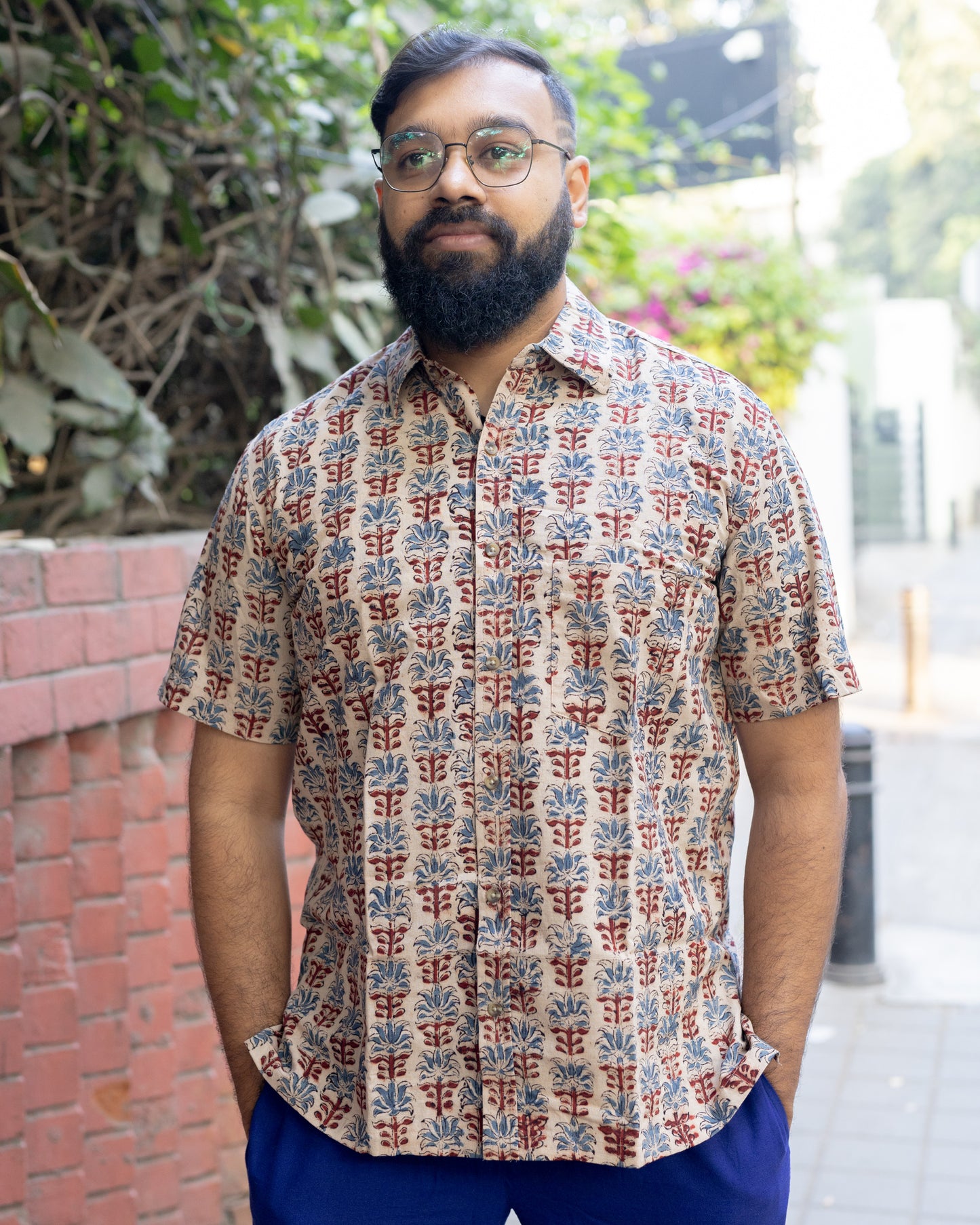KALAMKARI BEIGN FLORAL SHIRT