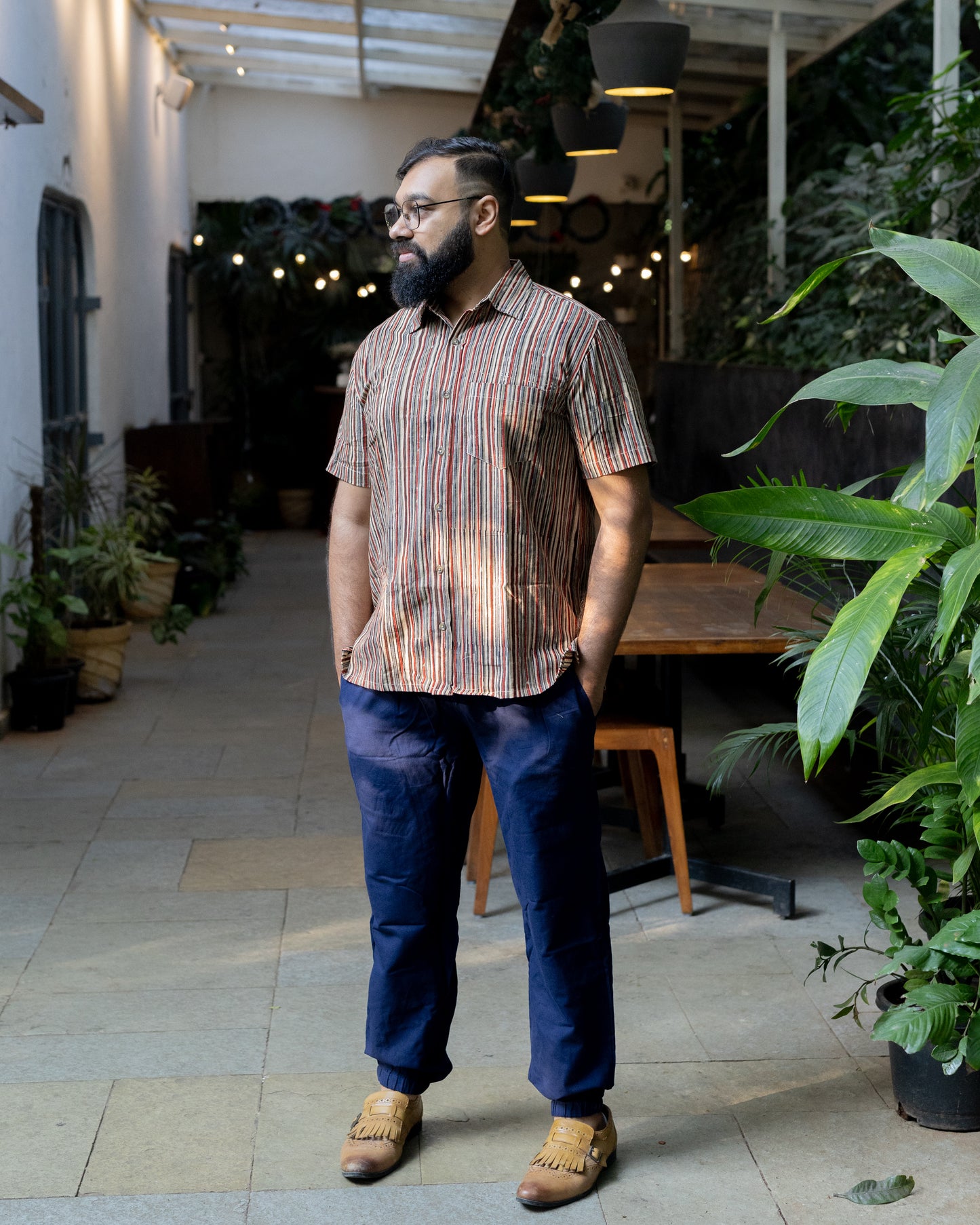 KALAMKARI BLACK LINE SHIRT