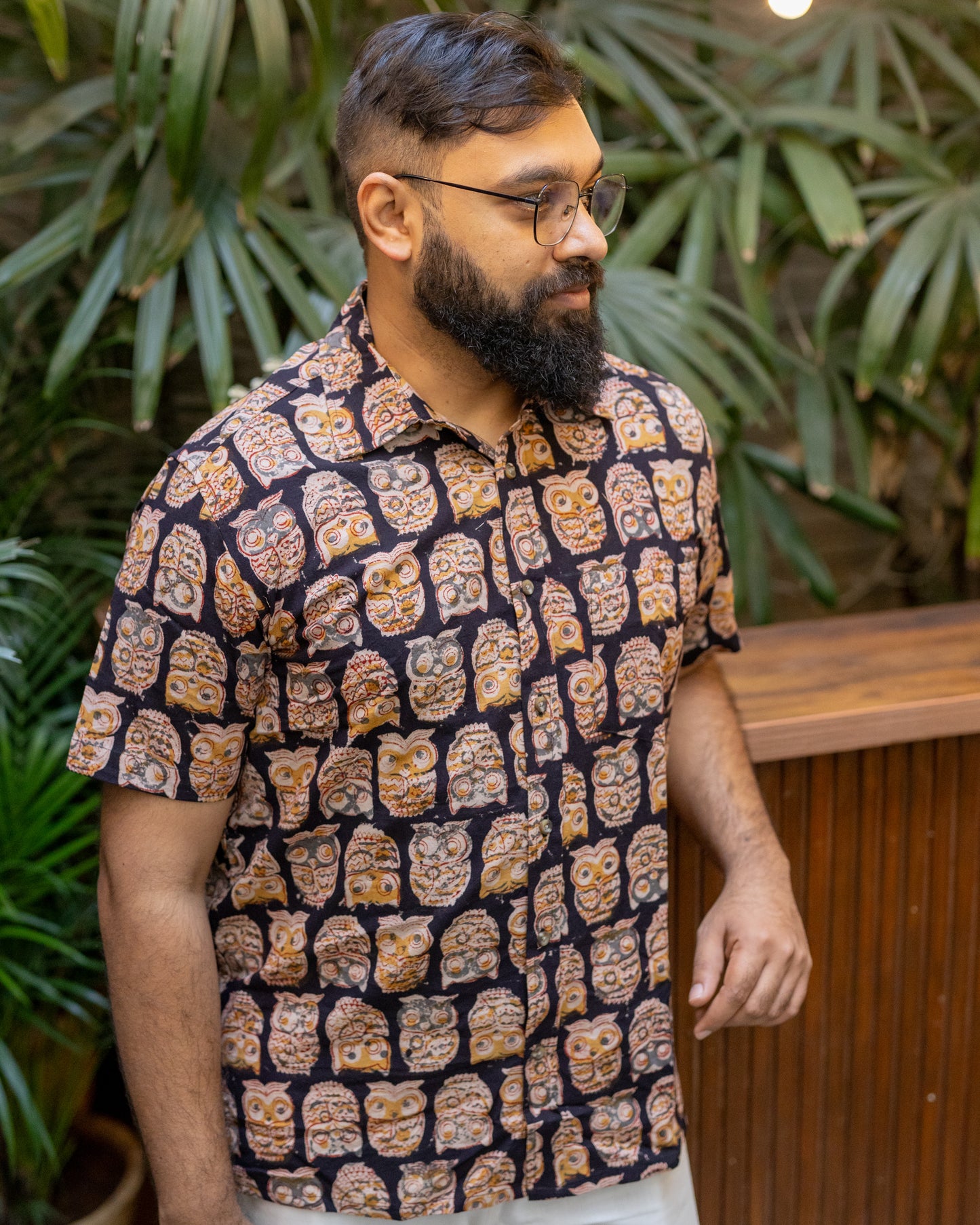 KALAMKARI BLACK OWL SHIRT