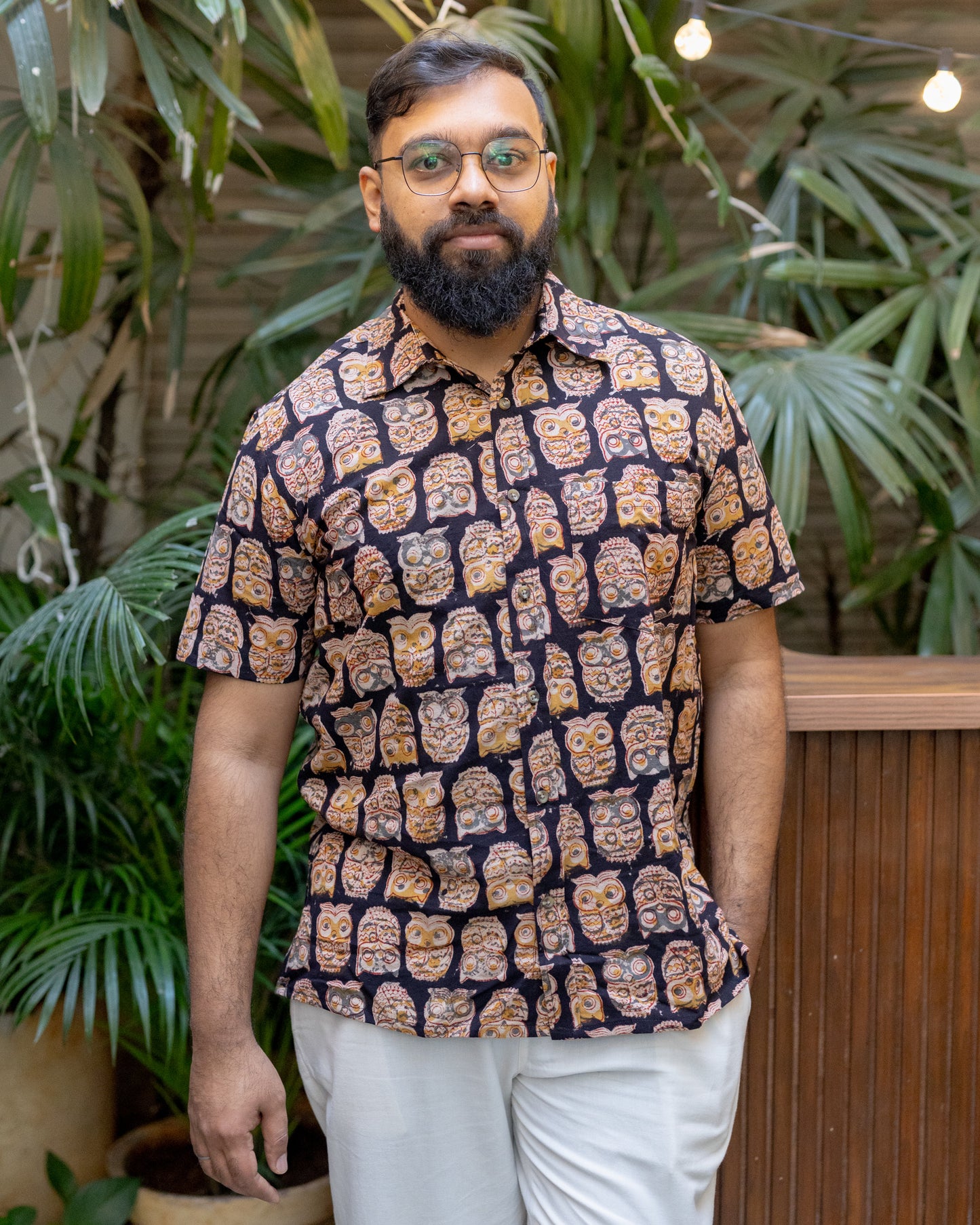 KALAMKARI BLACK OWL SHIRT