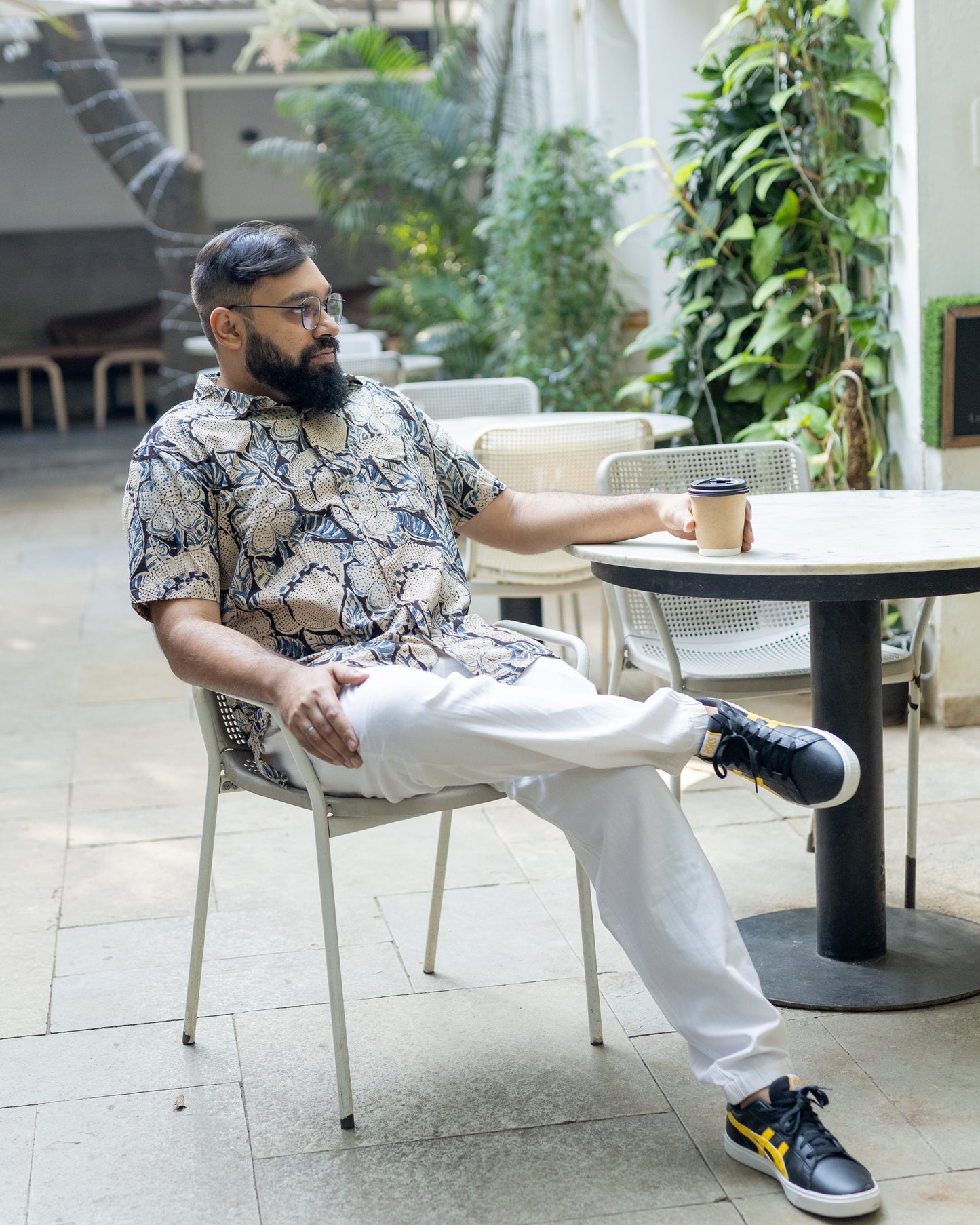 KALAMKARI INDIGO BIG FLORAL SHIRT