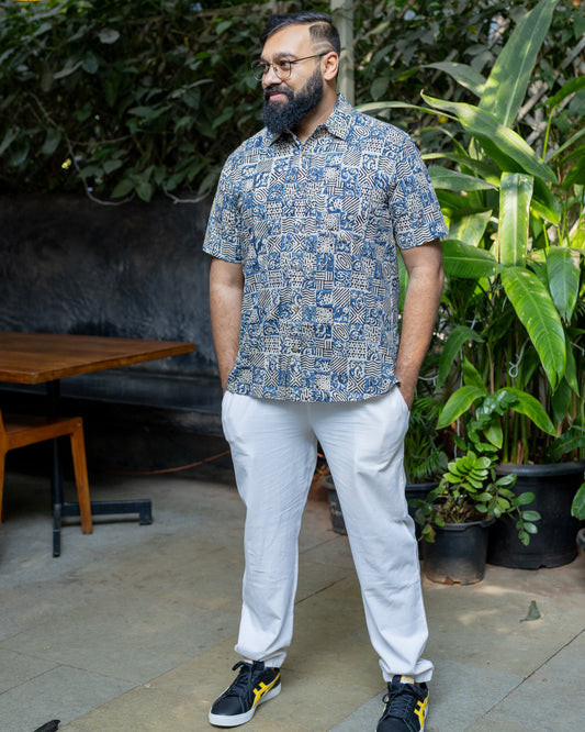 KALAMKARI INDIGO SQUARE SHIRT