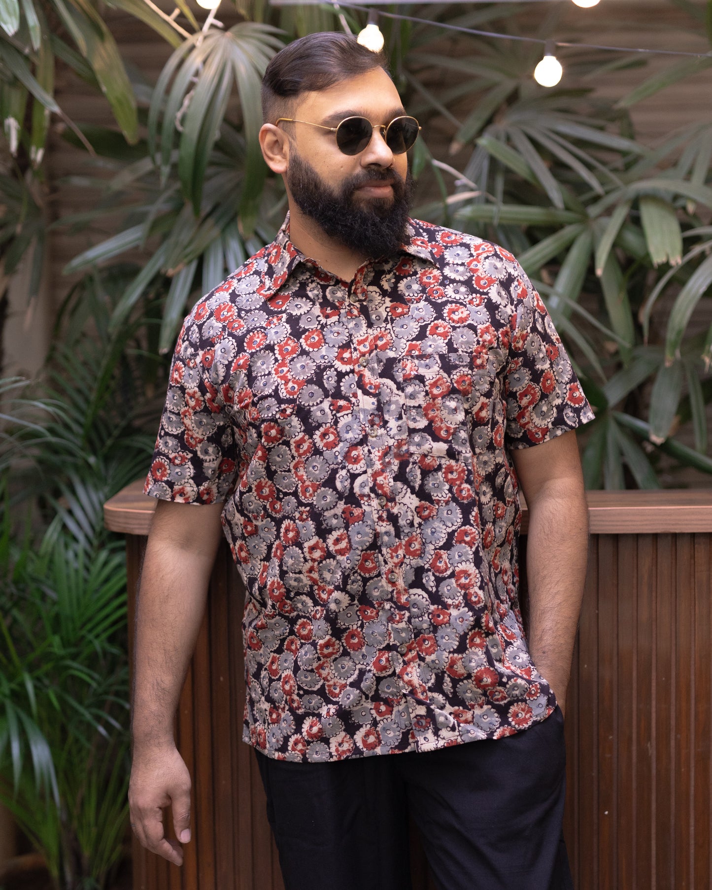 KALAMKARI RED FLOWER SHIRT