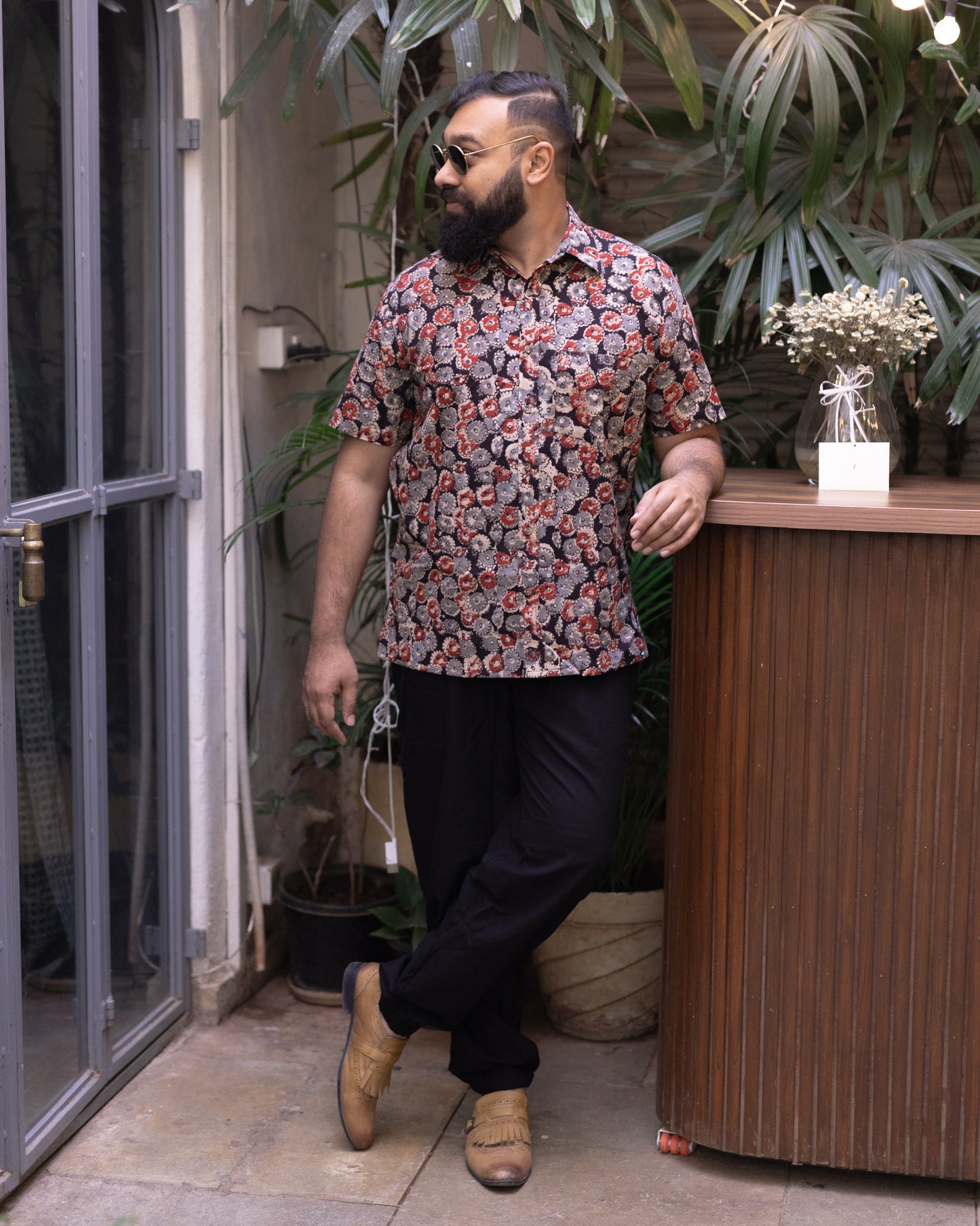 KALAMKARI RED FLOWER SHIRT