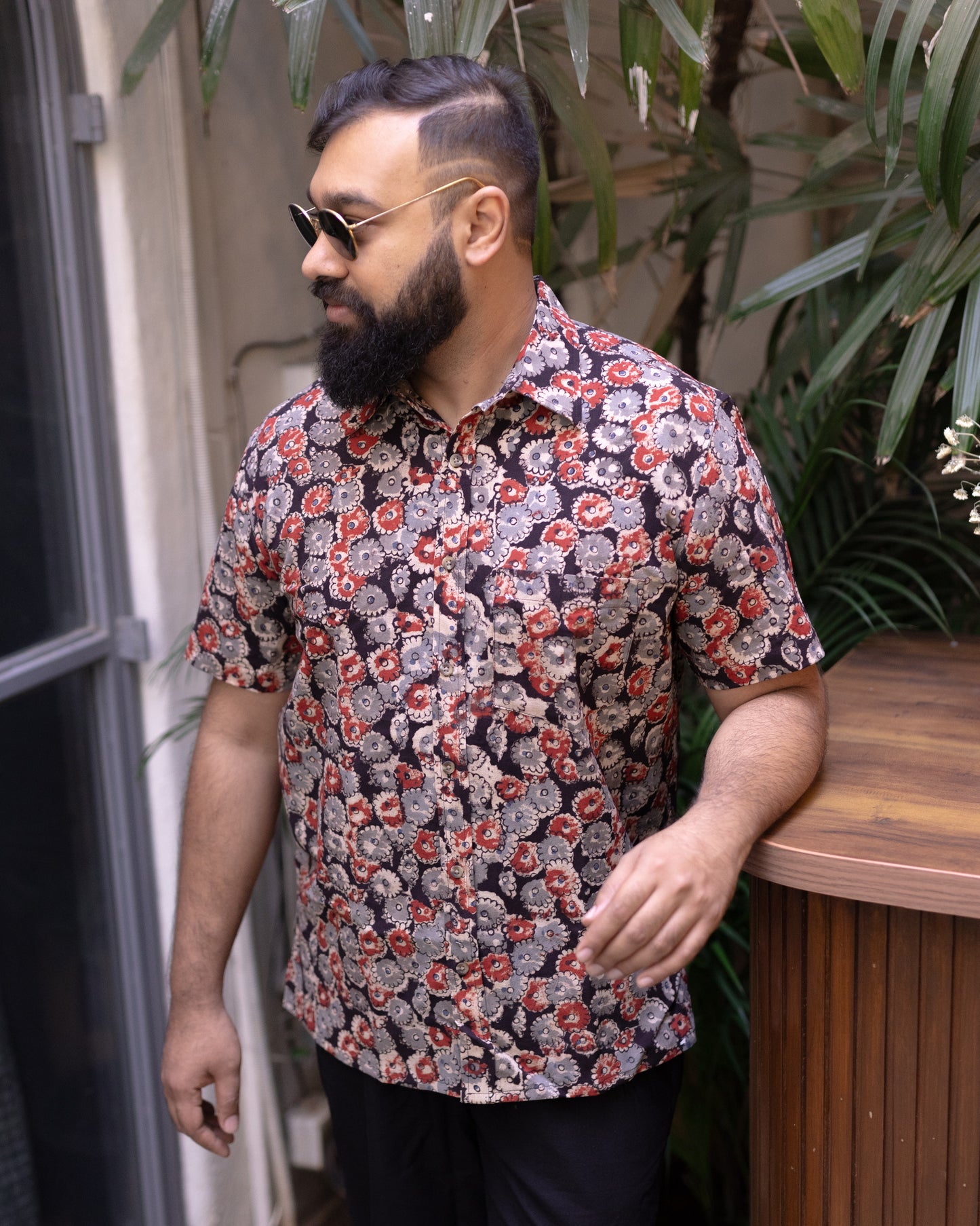 KALAMKARI RED FLOWER SHIRT
