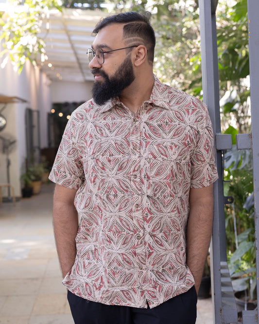 KALAMKARI DOTTED RANGOLI PINK SHIRT
