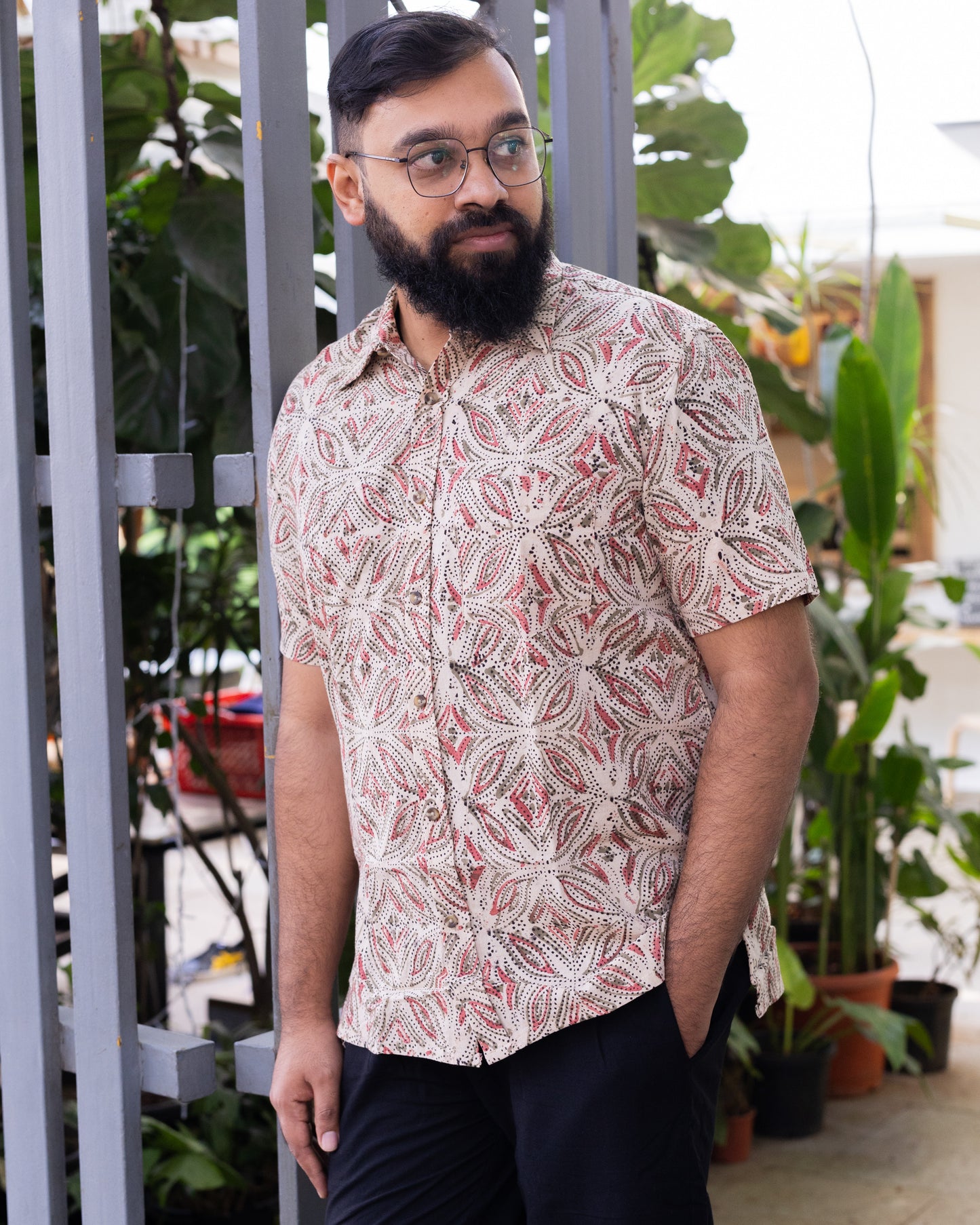 KALAMKARI DOTTED RANGOLI PINK SHIRT