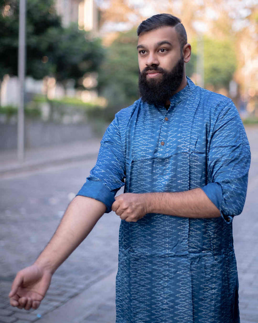 MODALE ZIGZAG INDIGO KURTA